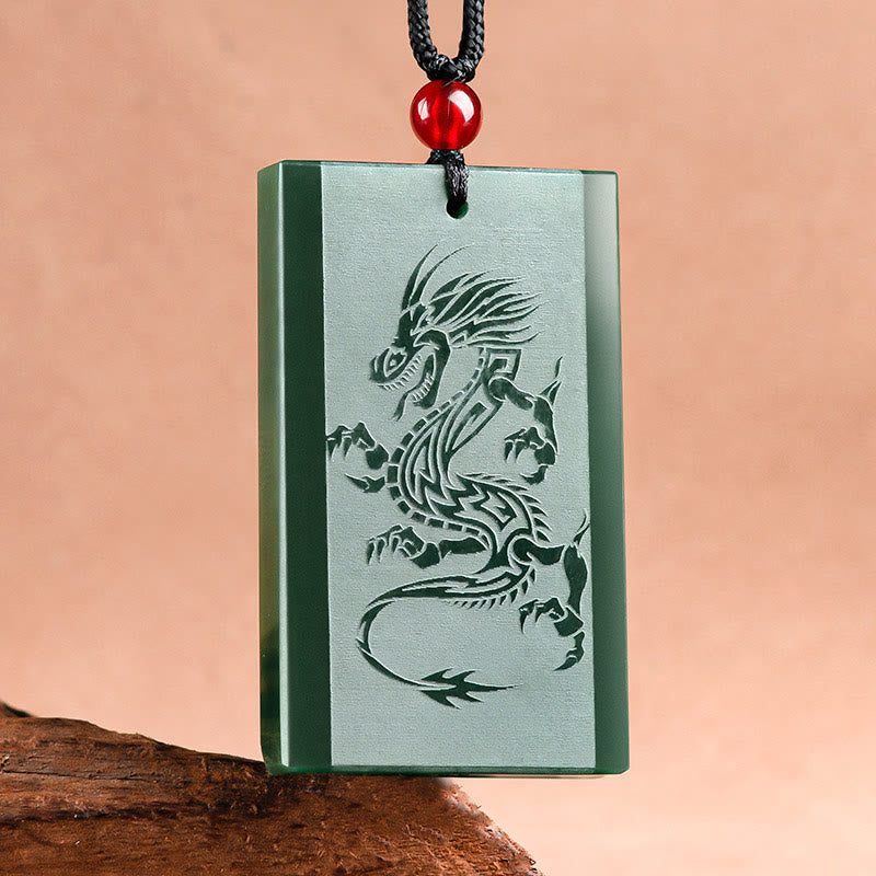 KarmaRipple's Hetian Cyan Jade Dragon Engraved Success Pendant Necklace p1