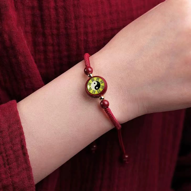 KarmaRipple's Fortunate Cinnabar Red String Yin Yang Symbol Bagua Blessing Bracelet p9
