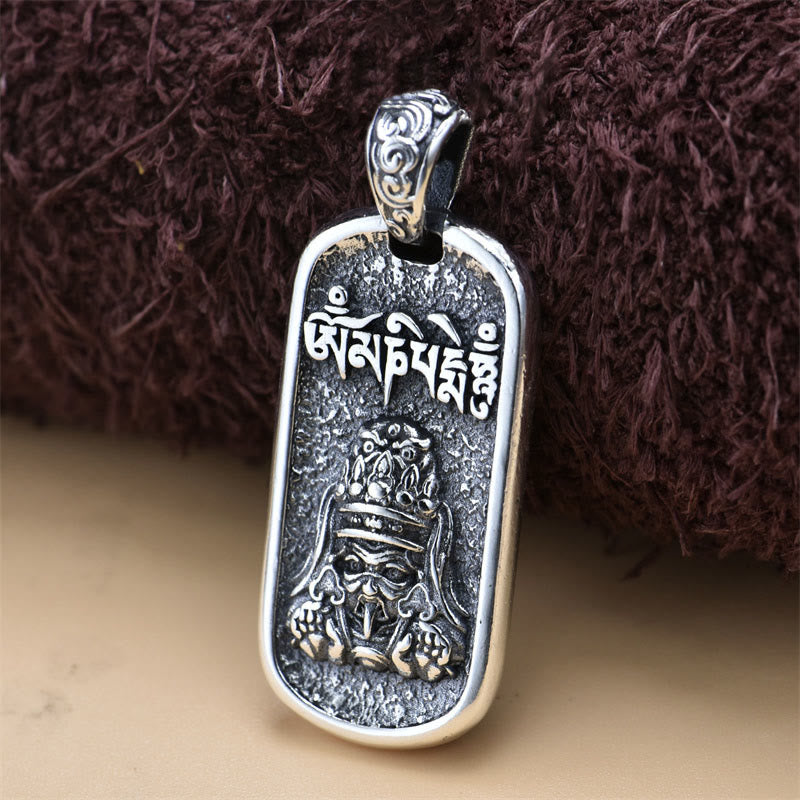 KarmaRipple's 925 Sterling Silver Zakiram Goddess of Wealth Om Mani Padme Hum Peace Pendant Necklace p1