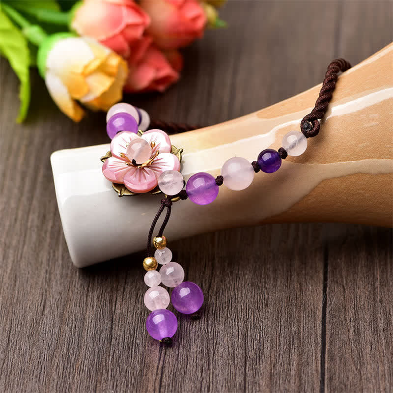 KarmaRipple's Authentic Amethyst Rose Quartz Gemstone Talisman Fortunate Balancing Anklet p6