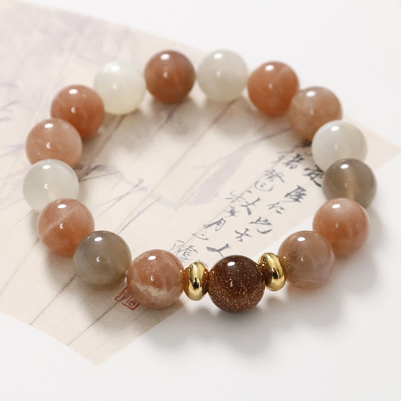 KarmaRipple's Authentic Sun Stone Gold Sandstone Wealth Positive Bracelet p1