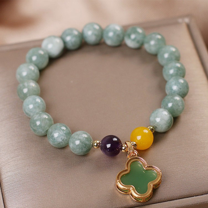 KarmaRipple's Jade Four Leaf Clover Fortune Bracelet p2
