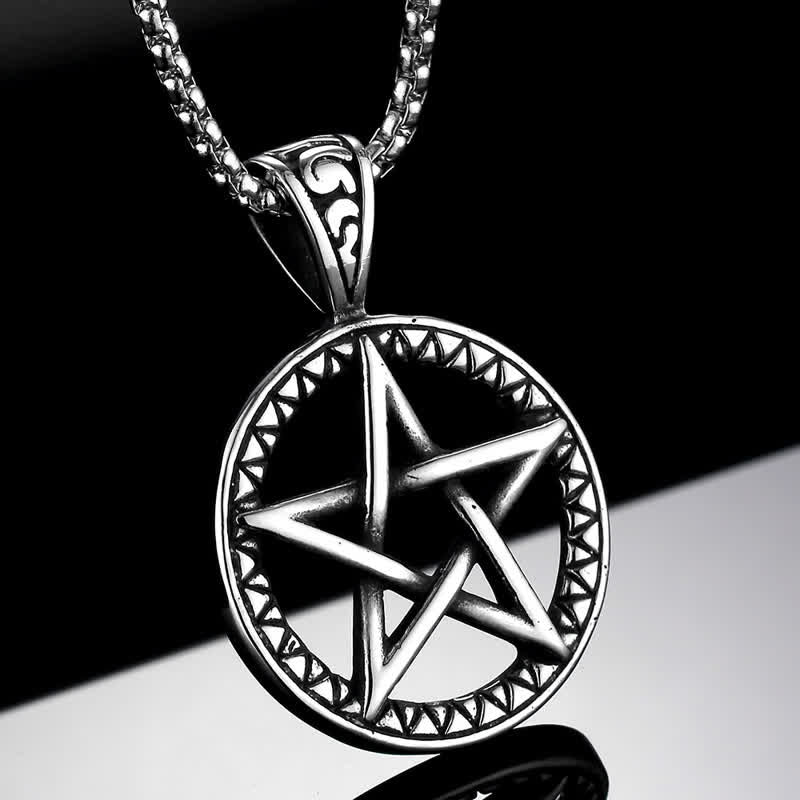KarmaRipple's Pentagram Titanium Steel Balance Pendant Necklace p5