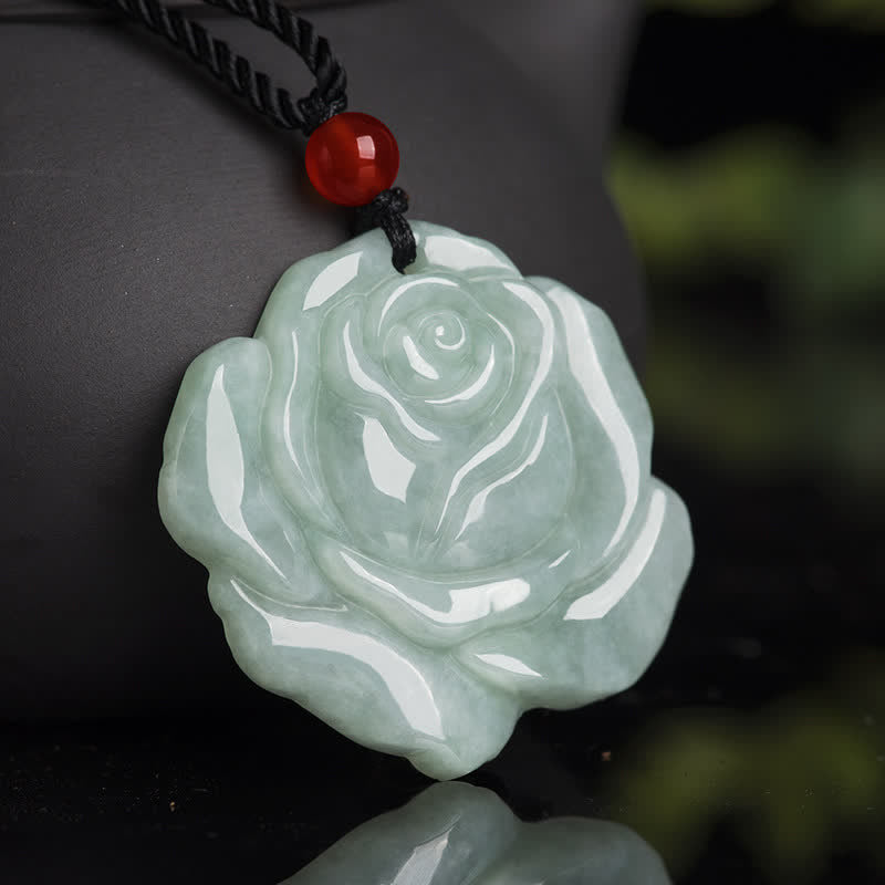 KarmaRipple's Lotus Pattern Jade Abundance Prosperity Pendant String Necklace p1