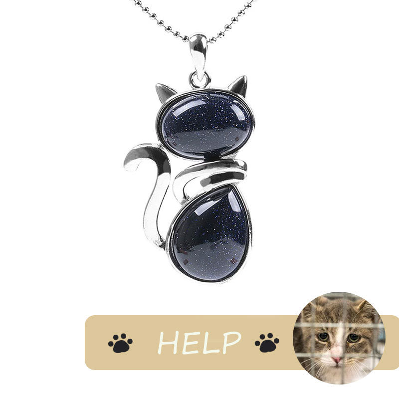 KarmaRipple's "Save A Cat" Cute Cat Pattern Authentic Gemstone Protection Cat-Loving Necklace Pendant p11