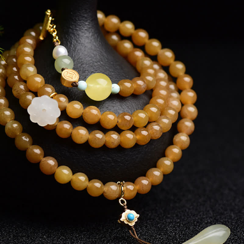KarmaRipple's Authentic Hetian Topaz Amber Lotus Ivory Jade Pearl Success Bracelet p5
