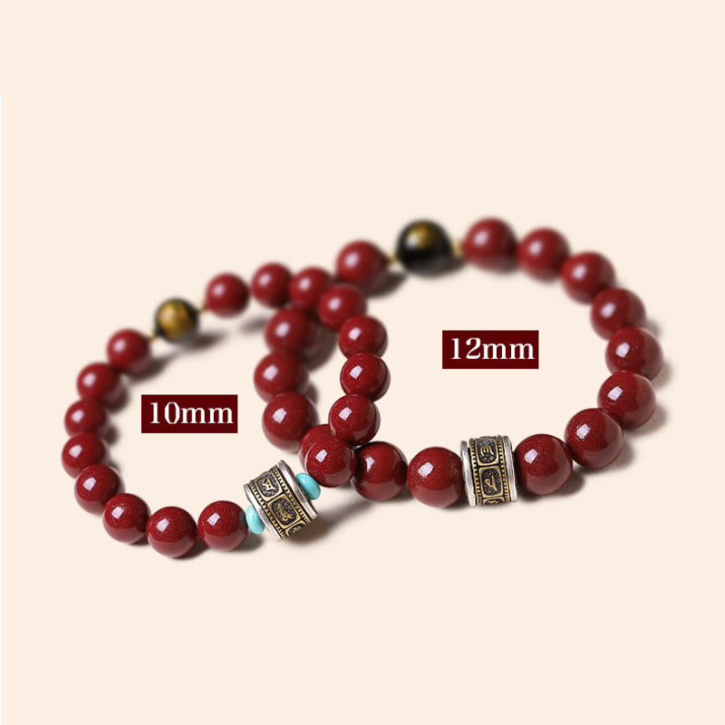 KarmaRipple's 925 Sterling Silver Chinese Zodiac Natal Buddha Cinnabar Om Mani Padme Hum Calm Bracelet p19