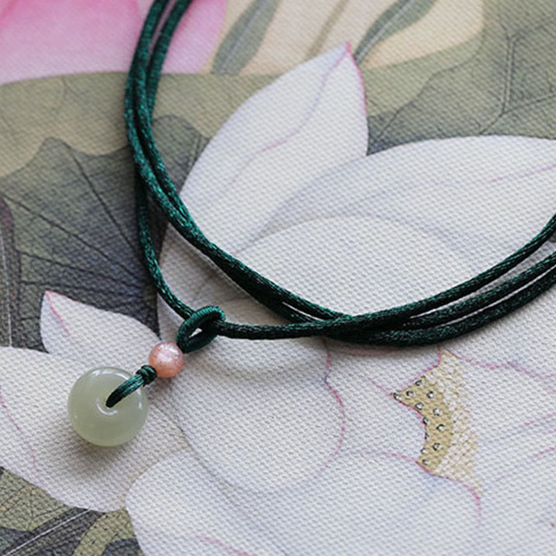 KarmaRipple's Authentic Round Jade Peace Buckle Lotus Abundance String Pendant Necklace p6