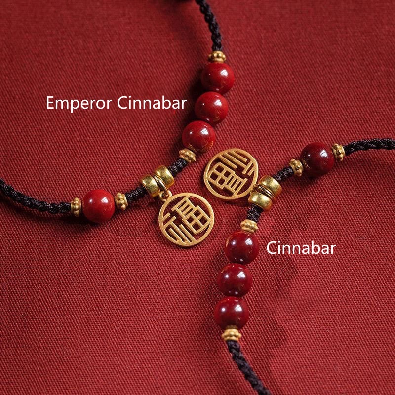 KarmaRipple's Cinnabar Bead Fu Character Talisman Blessing Woven String Bracelet p4