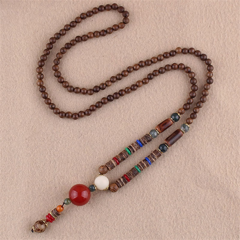 KarmaRipple's Tibetan Wenge Wood Bodhi Seed Agate Elephant Protection Pendant Necklace p4