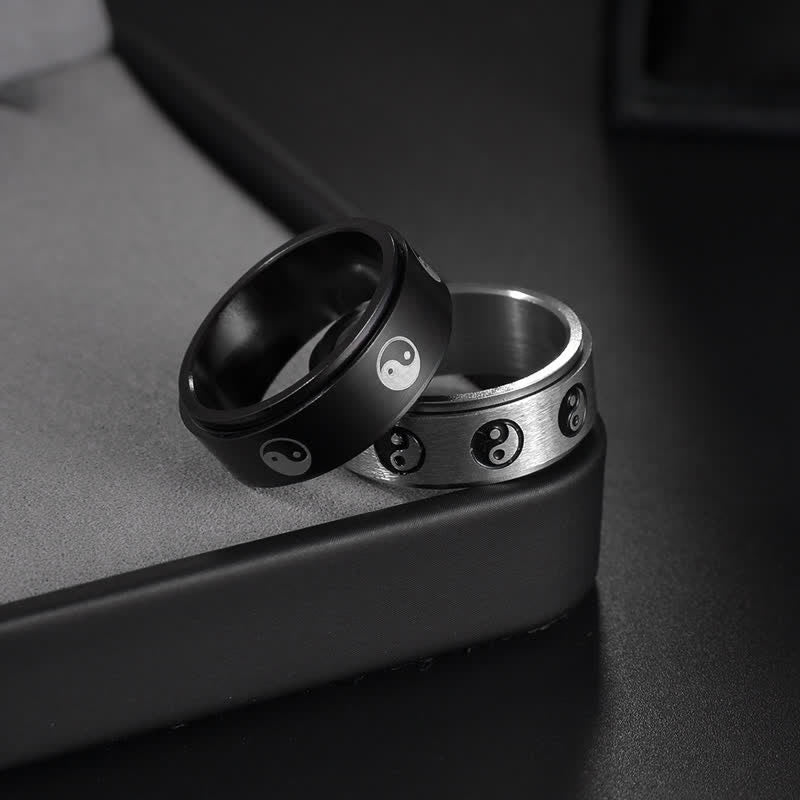 KarmaRipple's Yin Yang Titanium Steel Balance Rotatable Ring p3