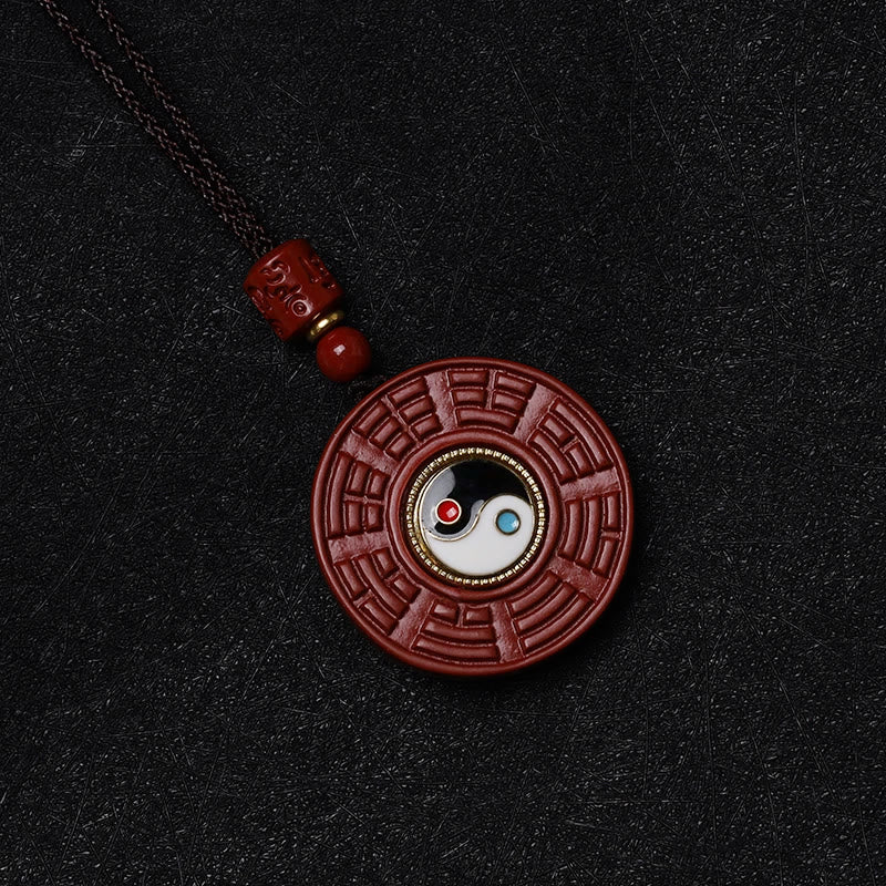 KarmaRipple's Authentic Cinnabar Bagua Rotatable Yin Yang Keep Away Evil Spirits Pendant Necklace p6