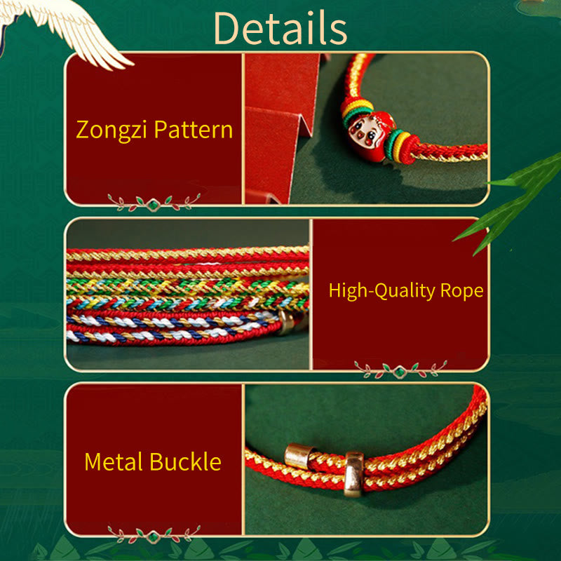 KarmaRipple's Colorful Rope Zongzi Pattern Fu Character Fortune Handmade Bracelet p16