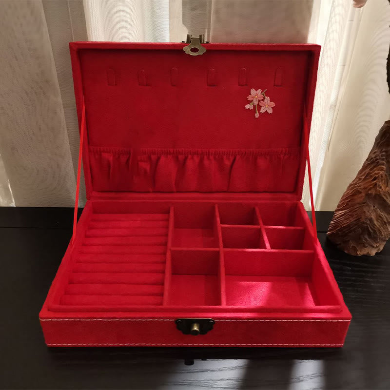 KarmaRipple's Flowers Dragonfly Jewelry Box Organizer Single Layer Jewelry Storage Box Flannel Box p18