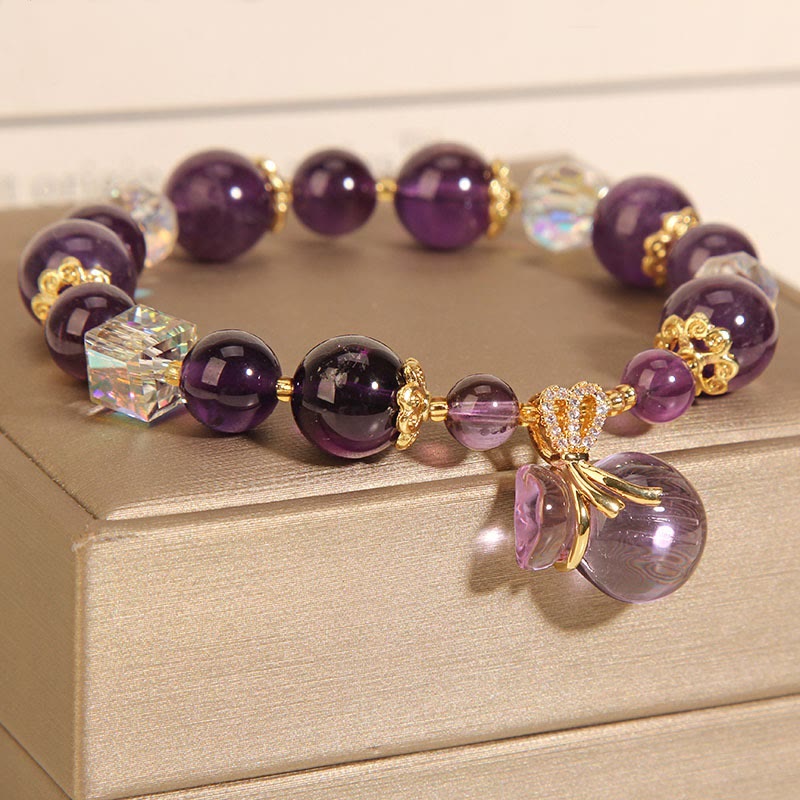 KarmaRipple's Authentic Amethyst Gemstone Money Bag Talisman Positive Bracelet p4