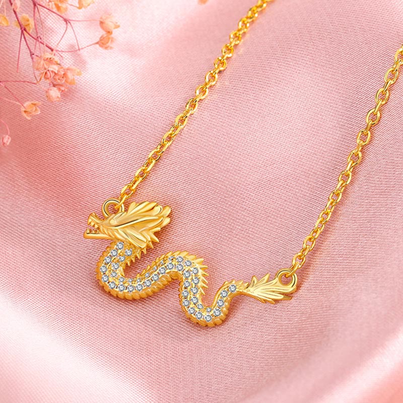 KarmaRipple's 925 Sterling Silver Year Of The Dragon Auspicious Golden Dragon Fortune Chain Pendant Necklace p9