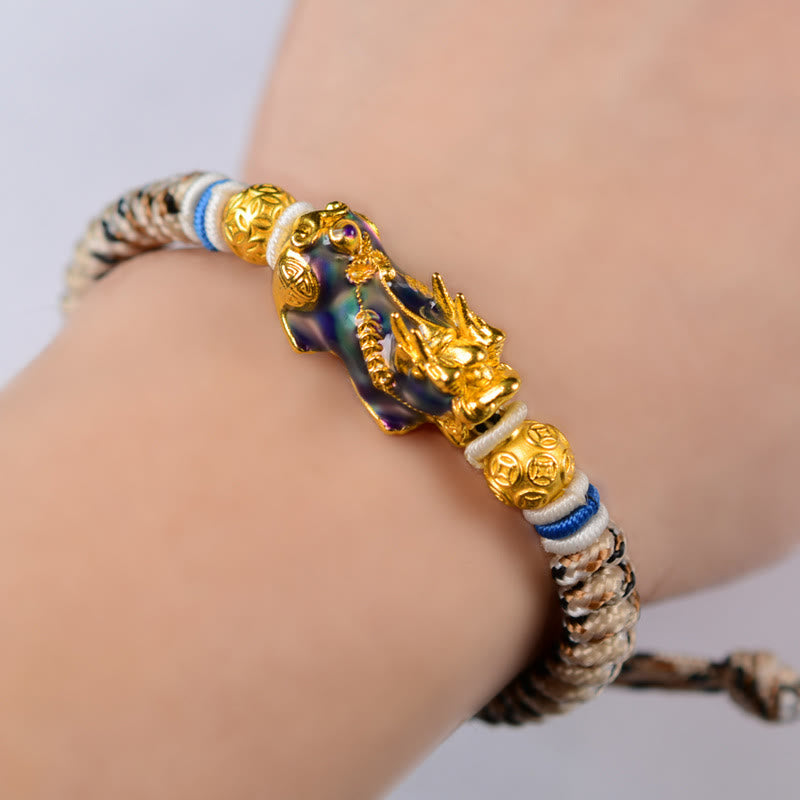 KarmaRipple's Feng Shui PiXiu Color Change Bronze Coin Beadwork Wealth String Bracelet p6