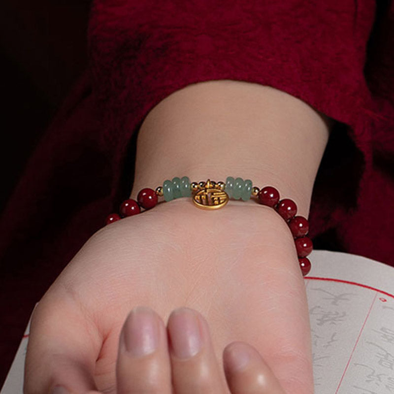 KarmaRipple's Cinnabar Green Aventurine Fortune Blessing Bracelet p5