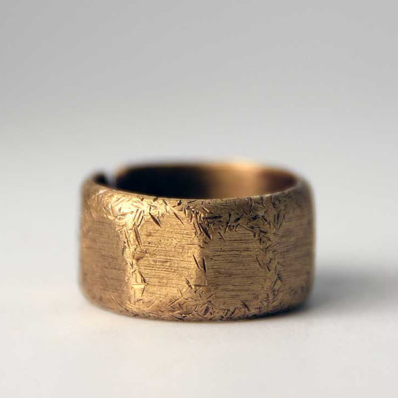 KarmaRipple's Tibetan Simple Design Bronze Brass Frosted Wealth Ring p11