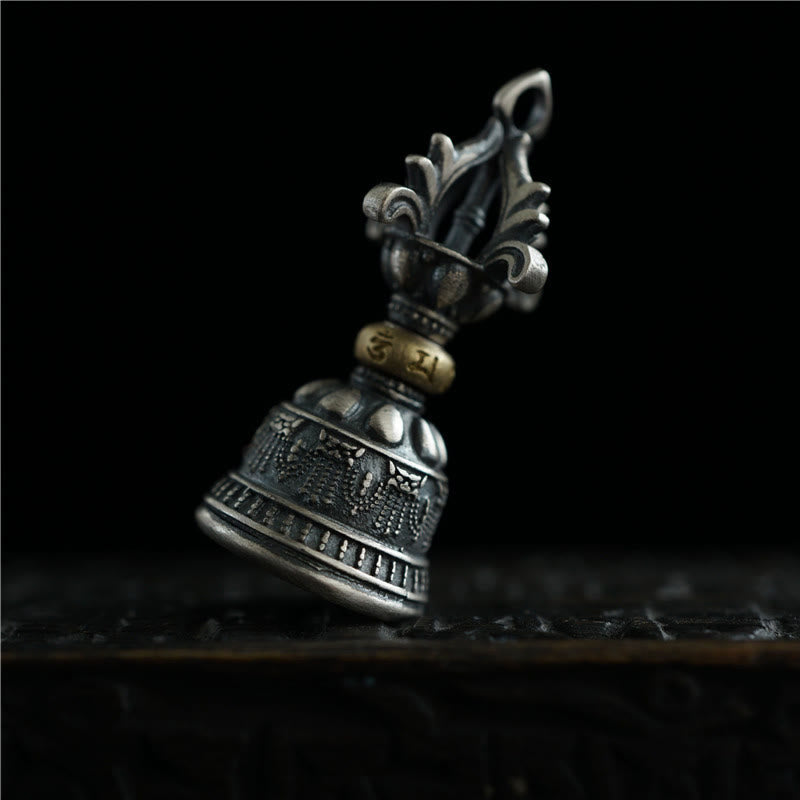 KarmaRipple's Tibet 925 Sterling Silver Om Mani Padme Hum Dorje Bell Vajra Engraved Enlightenment Necklace Hanging Decoration p6