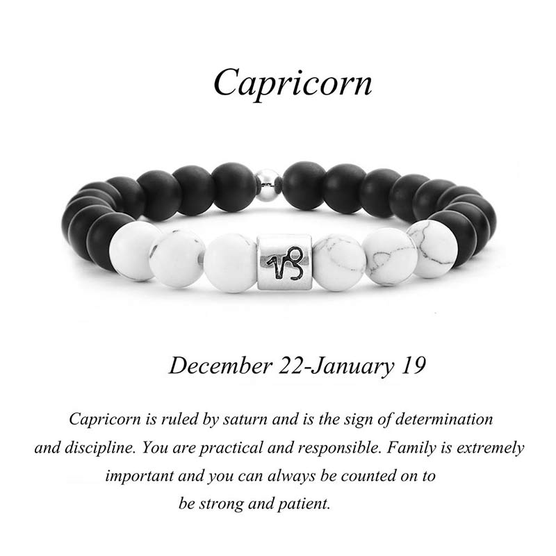 KarmaRipple's 12 Constellations of the Zodiac Authentic Frosted Stone Ivory Turquoise Bead Fortune Bracelet p11