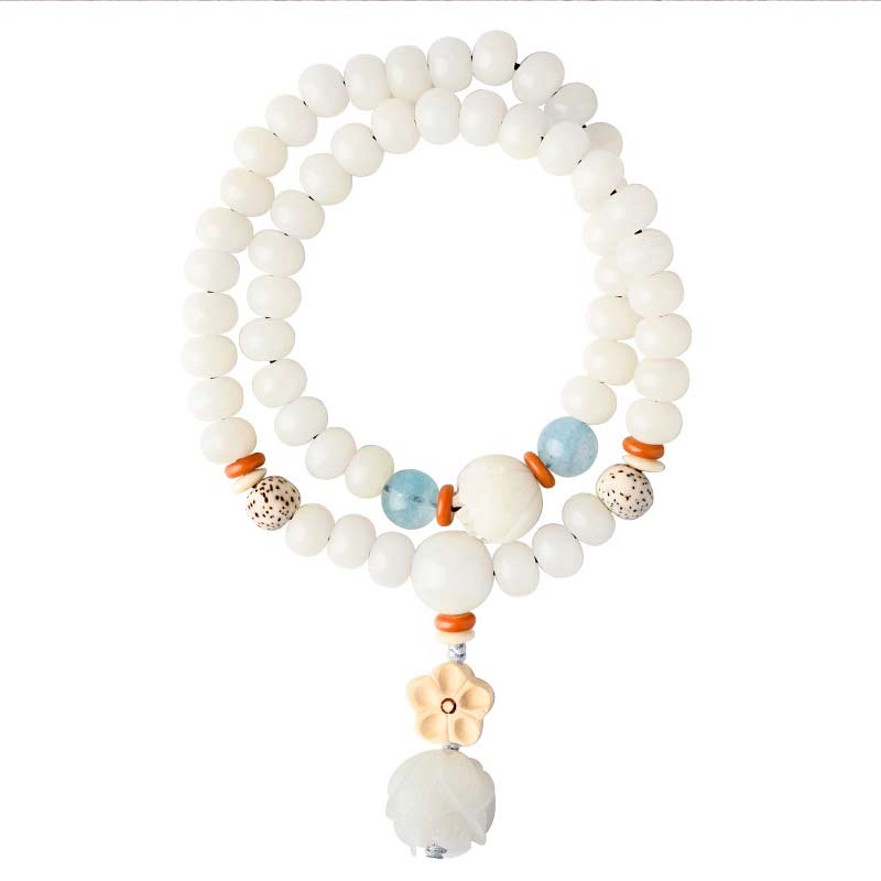 KarmaRipple's Tibetan Ivory Jade Bodhi Lotus Blessing Bracelet p12