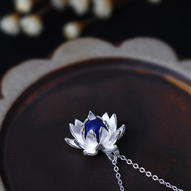 KarmaRipple's 925 Sterling Silver Lazurite Lotus Flower Self Care Pendant Necklace p8
