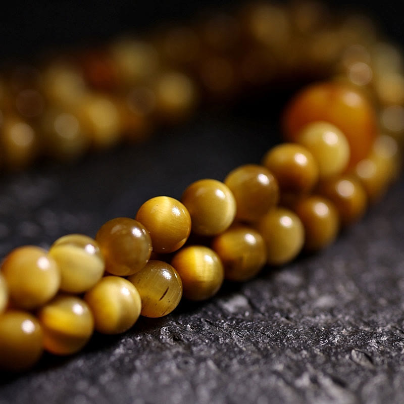 KarmaRipple's 108 Mala Beadwork Authentic Tiger Eye Bronze Dorje Protection Tassel Bracelet p10