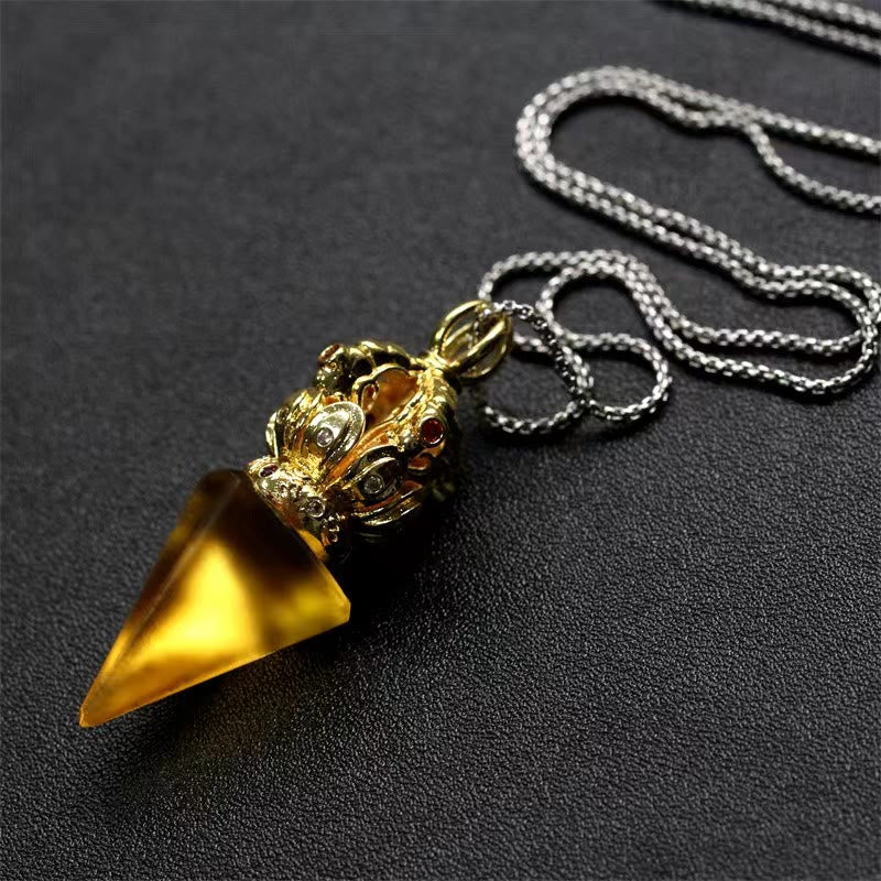 KarmaRipple's Tibetan Dorje Vajra 4 Prong Lotus Liuli Gemstone Strength Pendant Necklace p2