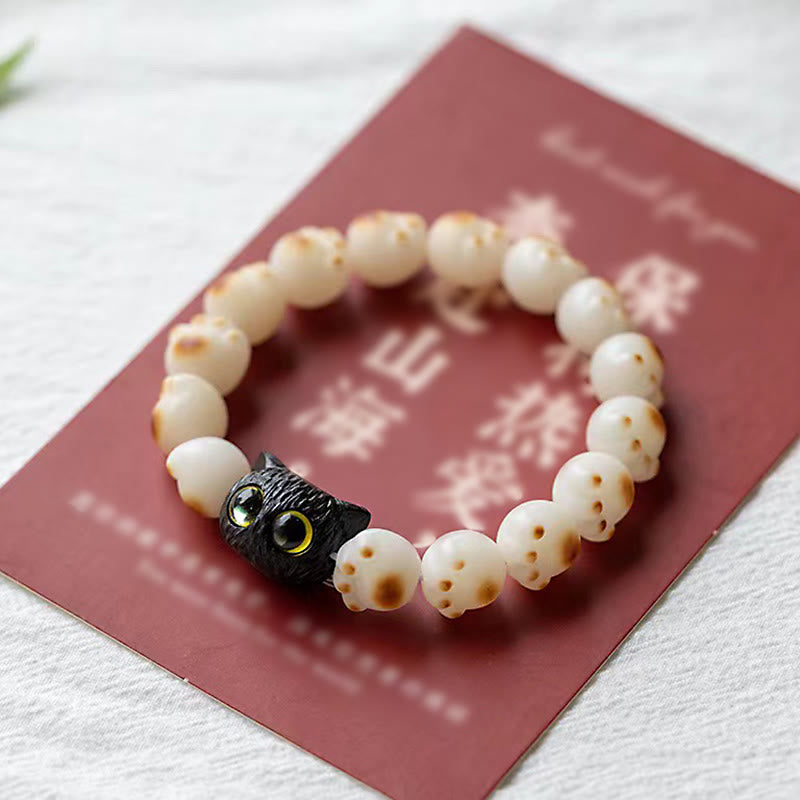 KarmaRipple's Authentic Bodhi Seed Red Sandalwood Lovely Paw Fortunate Cat Peace Bracelet p6