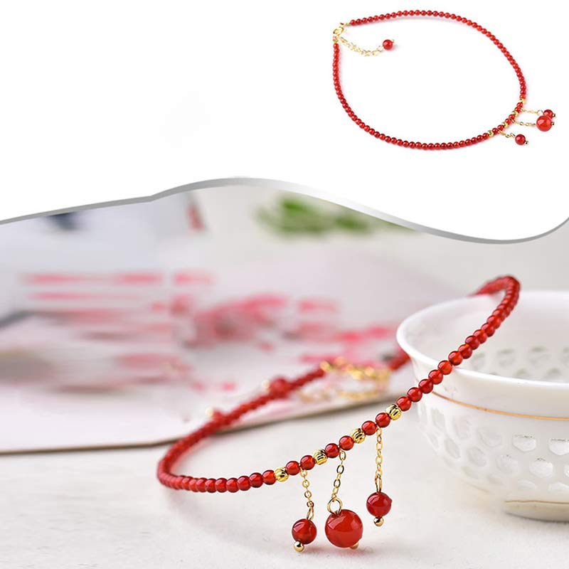 KarmaRipple's Red Agate Confidence Calm Anklet p7