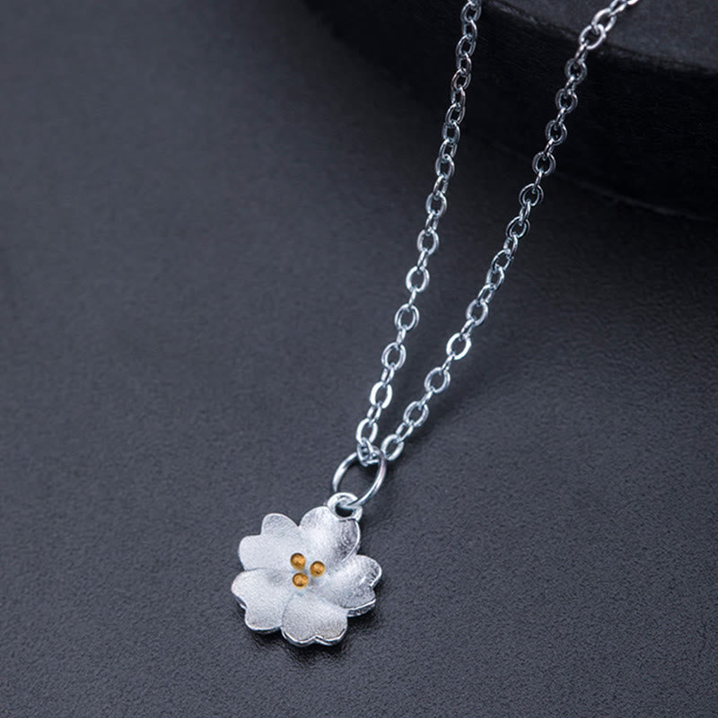 KarmaRipple's 925 Sterling Silver Cherry Blossom Flower Blessing Pendant Necklace p9