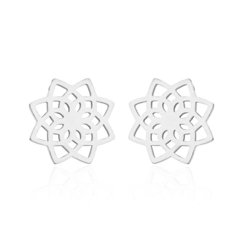 KarmaRipple's Tibetan Lotus Pattern New Beginning Stud Earrings p5