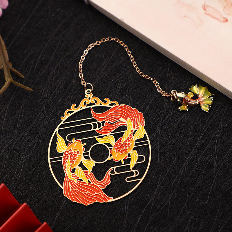 KarmaRipple's Gold Koi Fish Metal Brass Hollow Bookmark p13