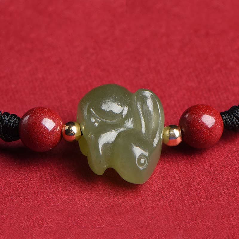 KarmaRipple's Year of the Rabbit Hetian Jade Bunny Cinnabar Beaded Abundance String Bracelet p13
