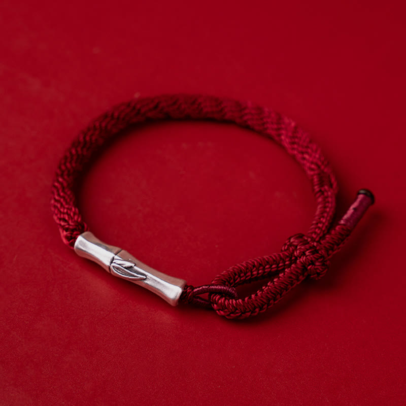 KarmaRipple's 925 Sterling Silver Bamboo Reincarnation Weave Fortune Protection String Bracelet p21