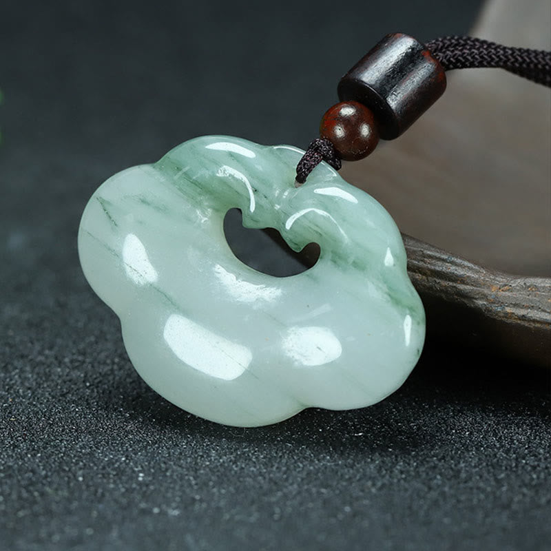 KarmaRipple's Tianshan Jade Golden Silk Jade Chinese Lock Talisman Abundance Pendant Necklace p7