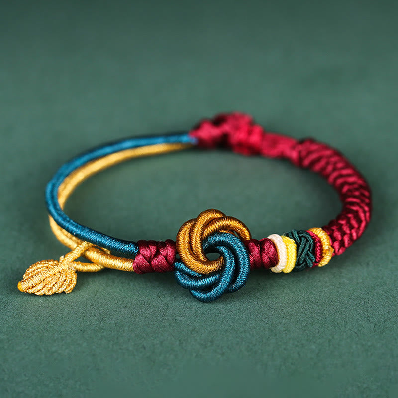 KarmaRipple's Tibetan Handmade Mandala Weave Leaf Fortune Rope Bracelet p1