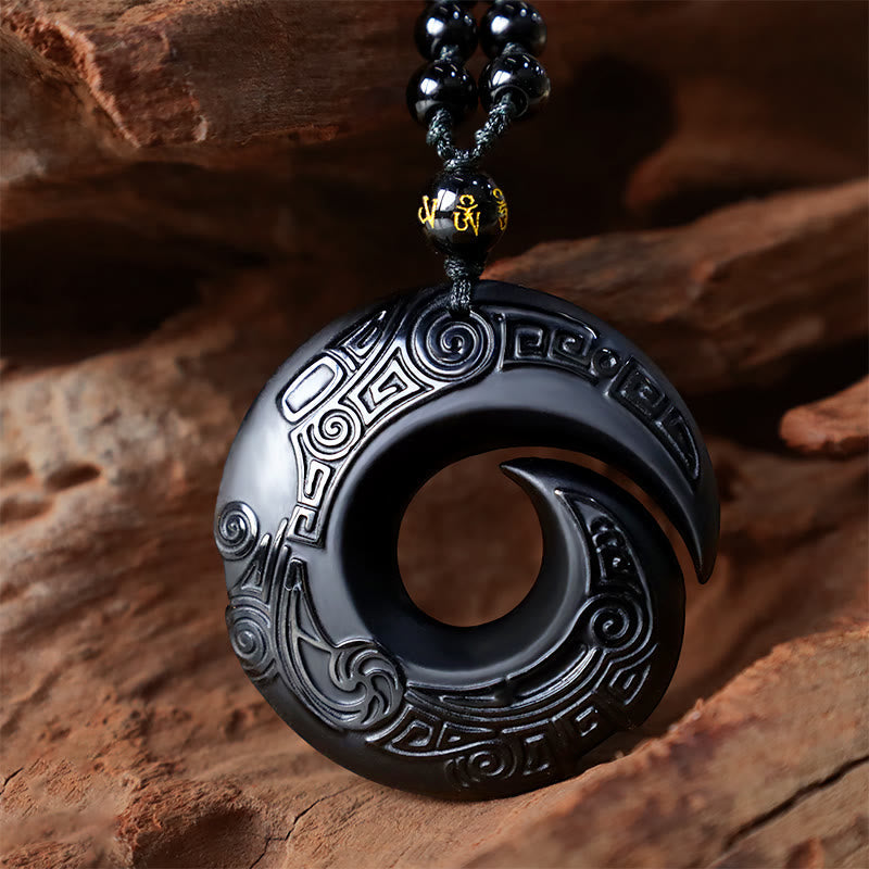 KarmaRipple's Authentic Black Obsidian Ice Obsidian Strength Pendant Necklace p6