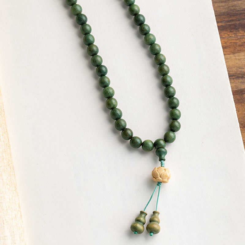 KarmaRipple's 108 Mala Beadwork Green Sandalwood Boxwood Lotus Positive Bracelet p18