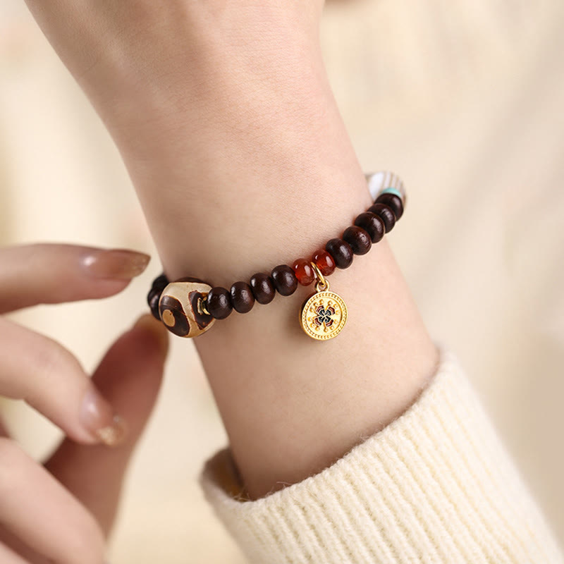 KarmaRipple's Authentic Tibet Purple Bodhi Seed Dzi Bead God of Wealth Wisdom Bracelet p7