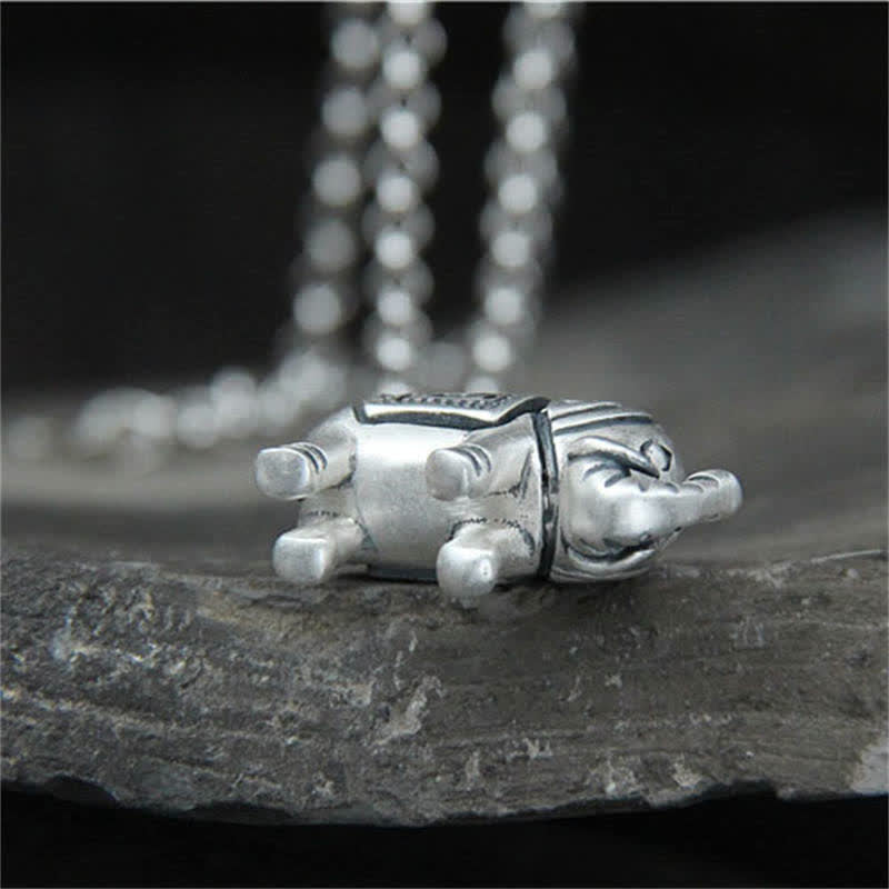 KarmaRipple's 990 Sterling Silver Elephant Strength Pendant Necklace p7