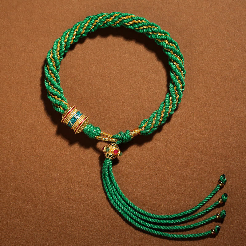 KarmaRipple's Tibetan Handmade Fortune Thangka Prayer Wheel Talisman Weave String Bracelet p22