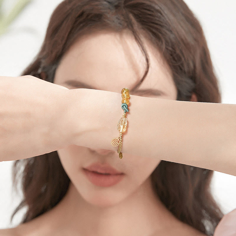 KarmaRipple's Citrine PiXiu Fu Character Prosperity String Woven Bracelet p6