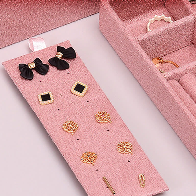 KarmaRipple's Simple Design Jewelry Box Organizer Two-Layer Jewelry Storage Box Flannel Box With Lock p16