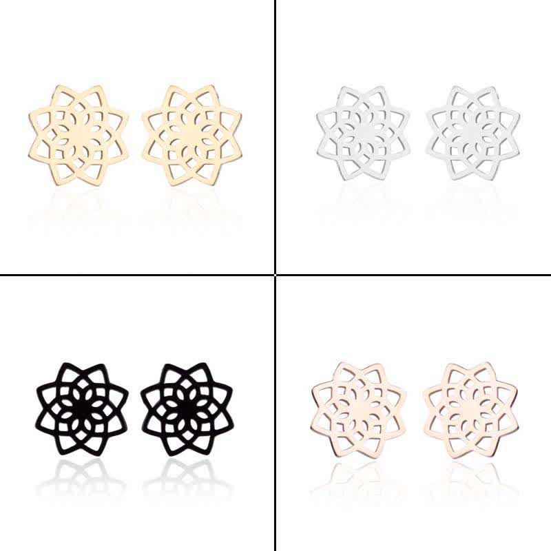 KarmaRipple's Tibetan Lotus Pattern New Beginning Stud Earrings p9