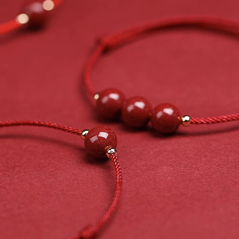 KarmaRipple's Authentic Fortunate Cinnabar Bead Blessing String Bracelet Anklet p25