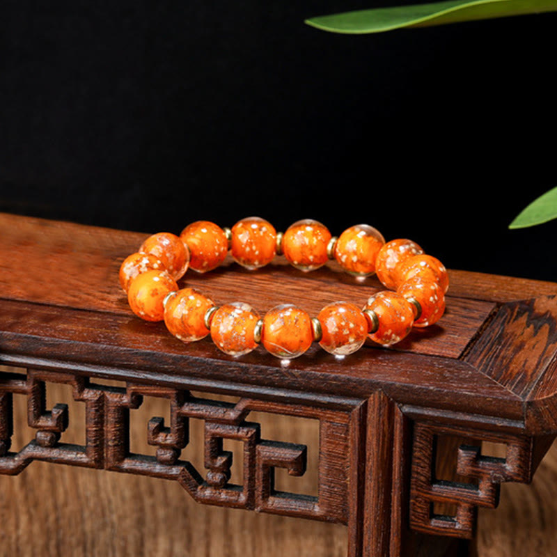 KarmaRipple's Gold Swallowing Beast Family Talisman Luminous Fluorescent Liuli Glass Bead Success Bracelet p41