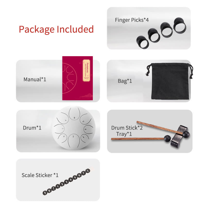 KarmaRipple's Steel Tongue Drum Sound Balancing Meditation Lotus Pattern Drum Kit 8 Note 6 Inch Percussion Instrument p12
