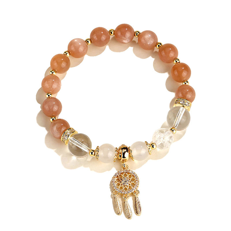 KarmaRipple's Green Strawberry Quartz Amethyst Gemstone Dreamcatcher Balancing Bracelet p19